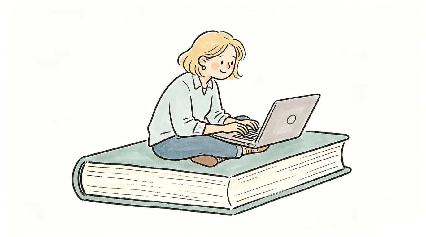 Three young professionals planning an AI video creator workflow in a clean geometric blue illustration