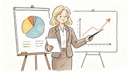 Business illustration of a team discussing explainer video strategy with data panels and workflow charts