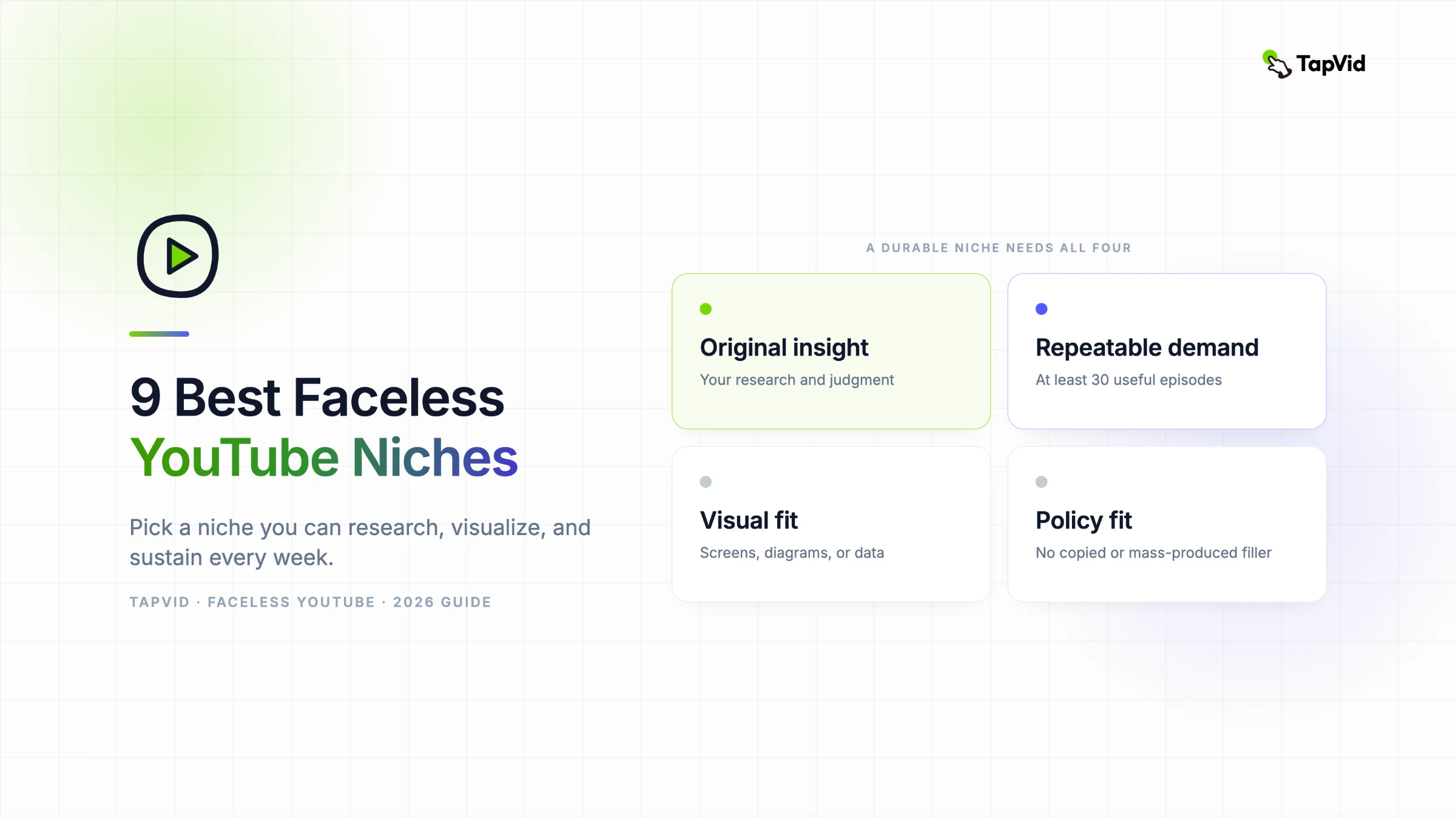 Nine best faceless YouTube niches for 2026, ranked for original and repeatable video creation