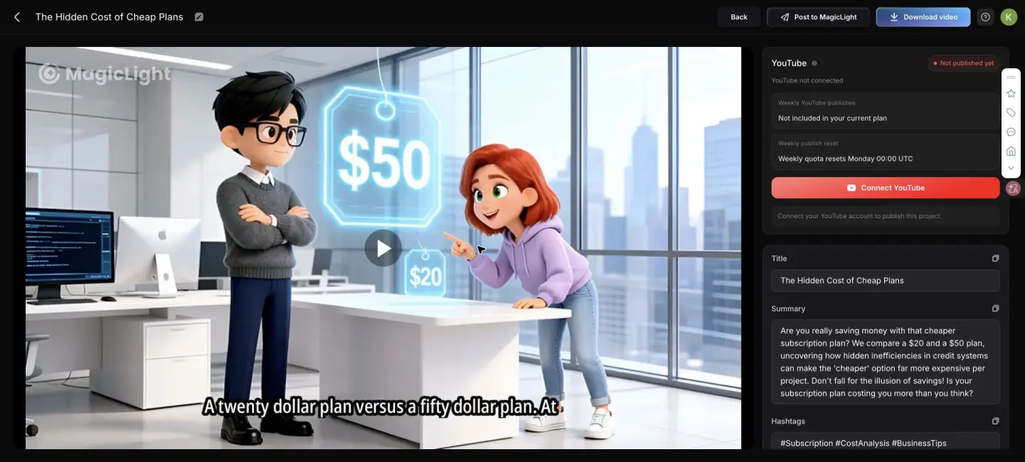 MagicLight AI review with a real 720p story-to-video test result