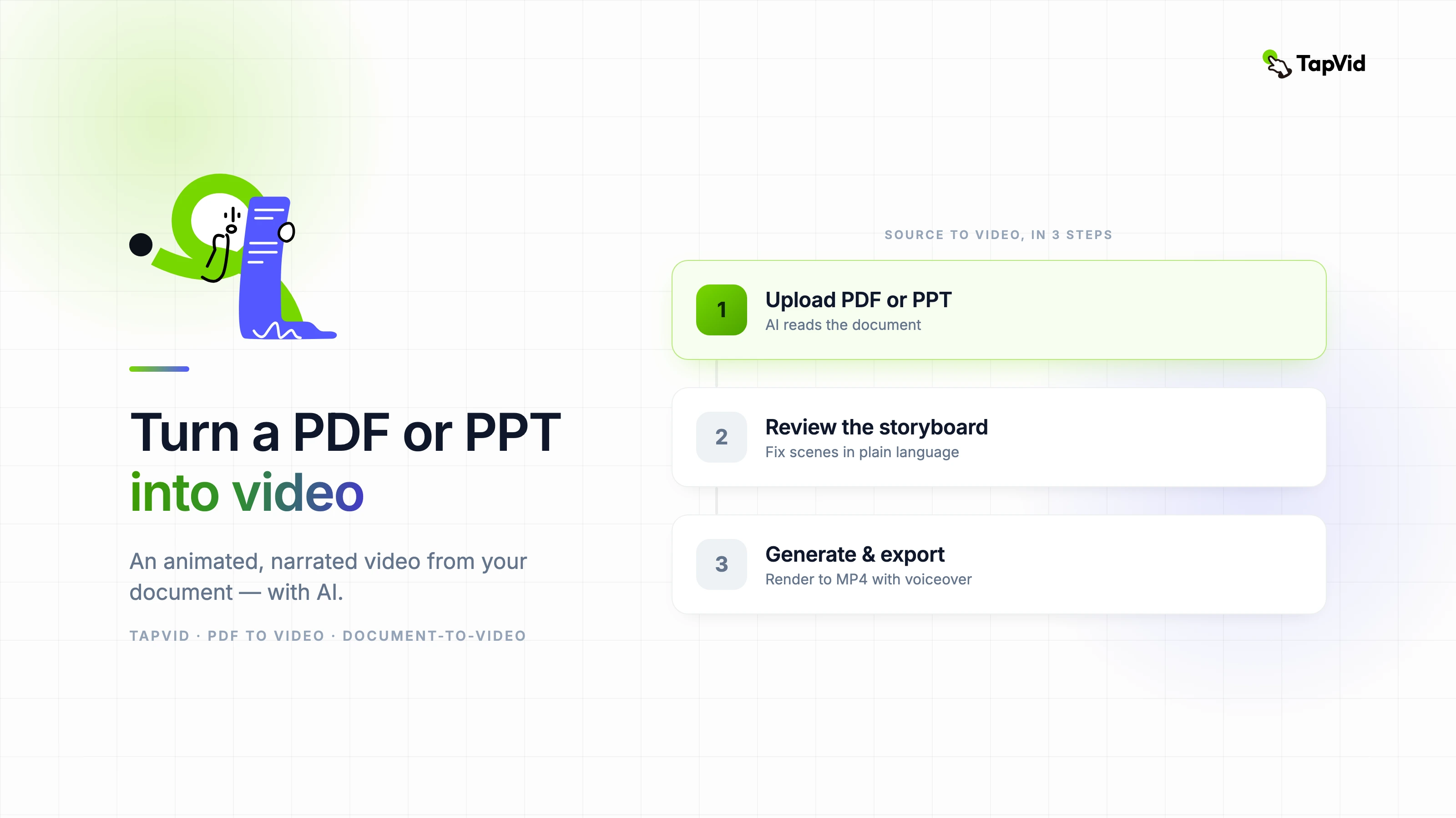 How to turn a PDF or PPT into an animated, narrated AI video with TapVid