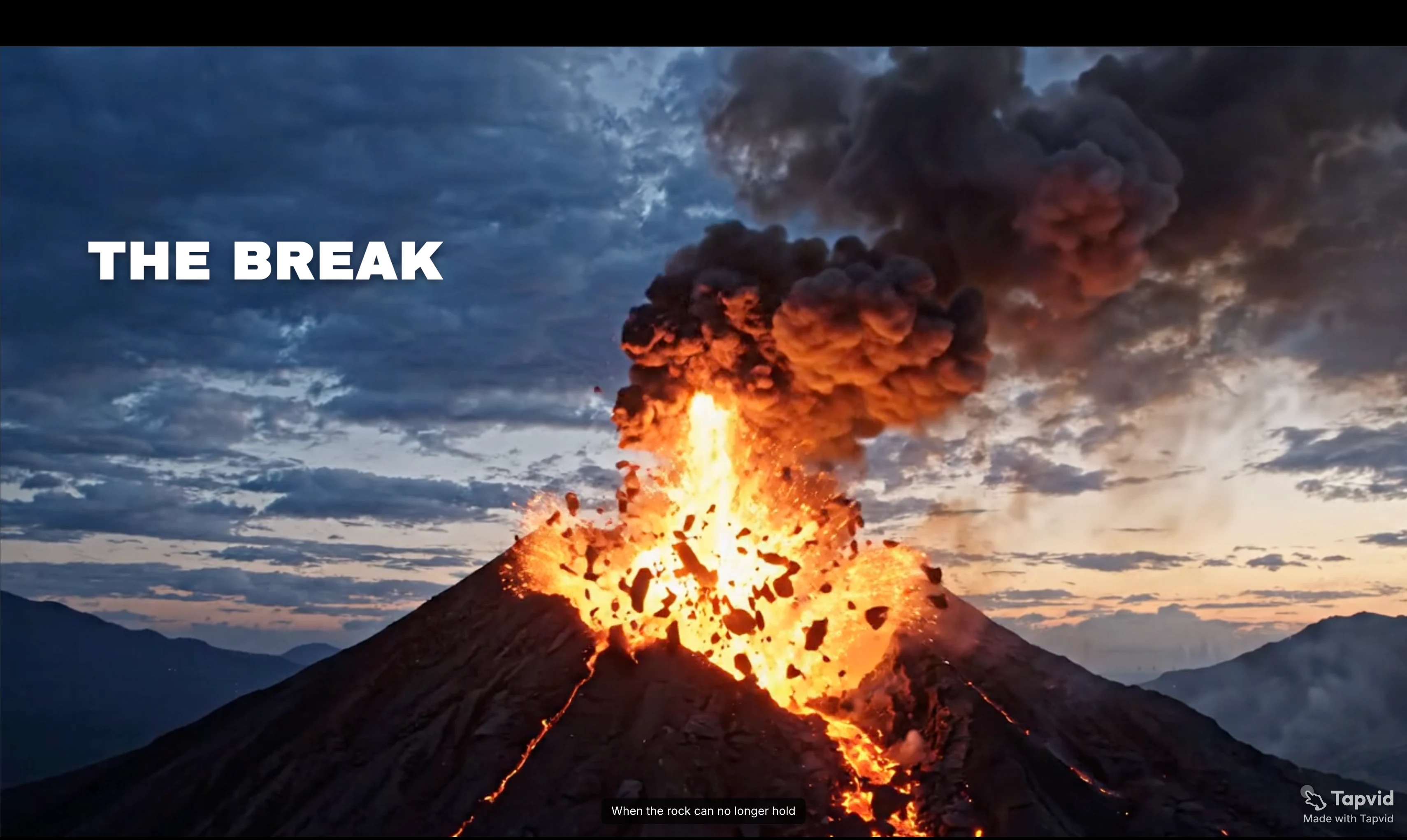 A cinematic volcano scene generated by TapVid