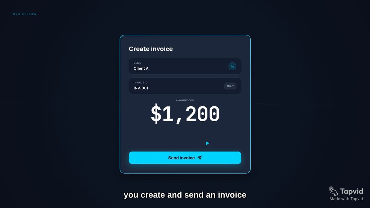 実測:Client A、INV-001、送信操作を表示した請求書作成scene