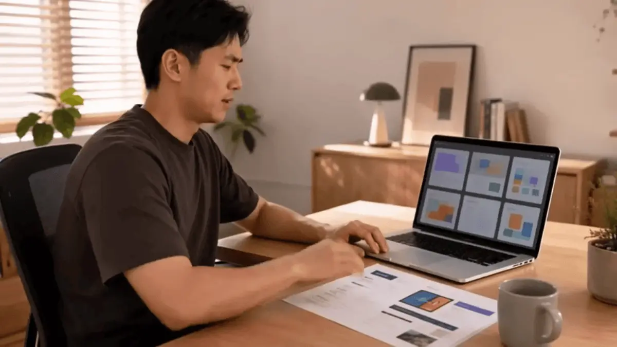 Seedance 2.5 founder-desk test midway through the hand and laptop action