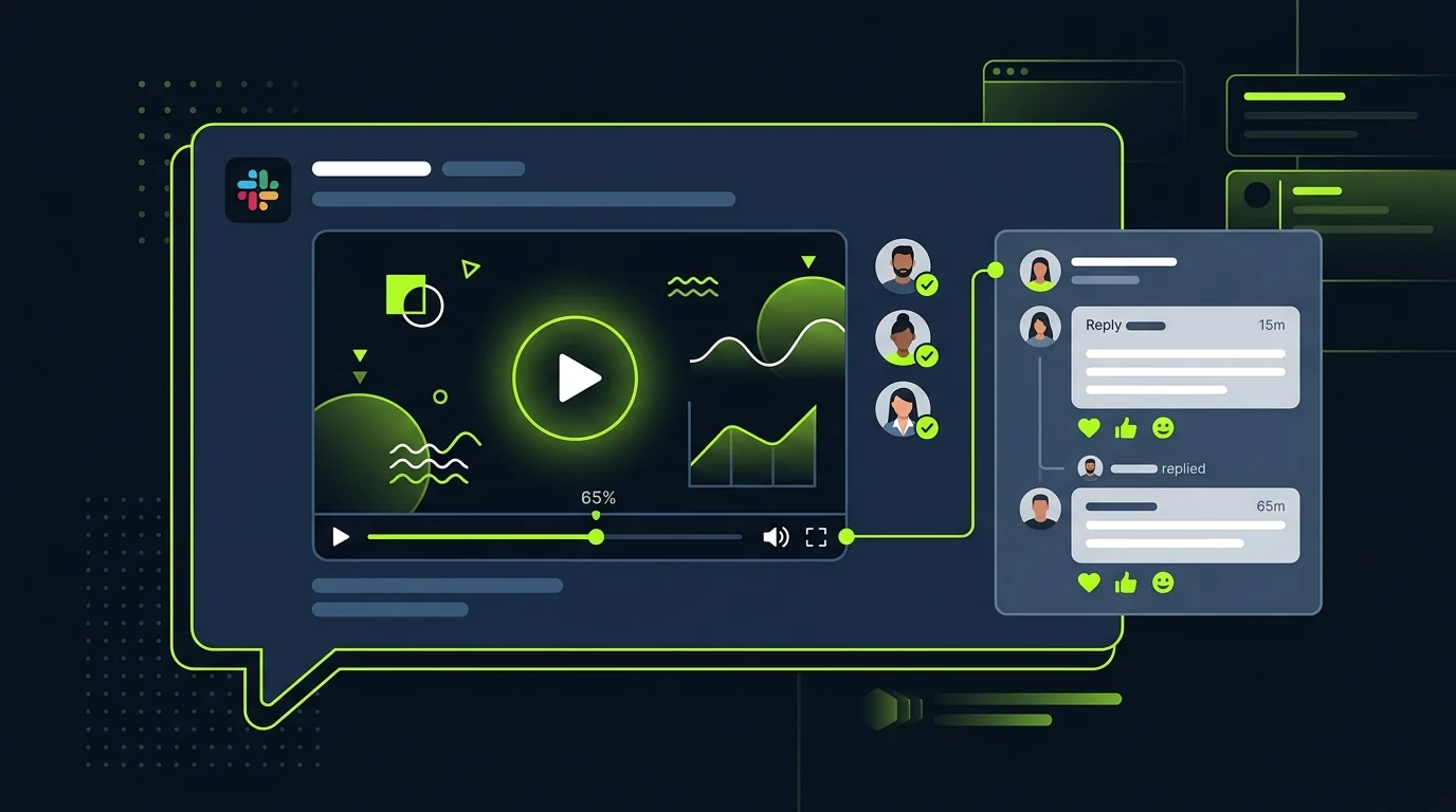 Team teilt ein Meeting-Recap-Video in Slack, statt einen Follow-up-Call zu planen