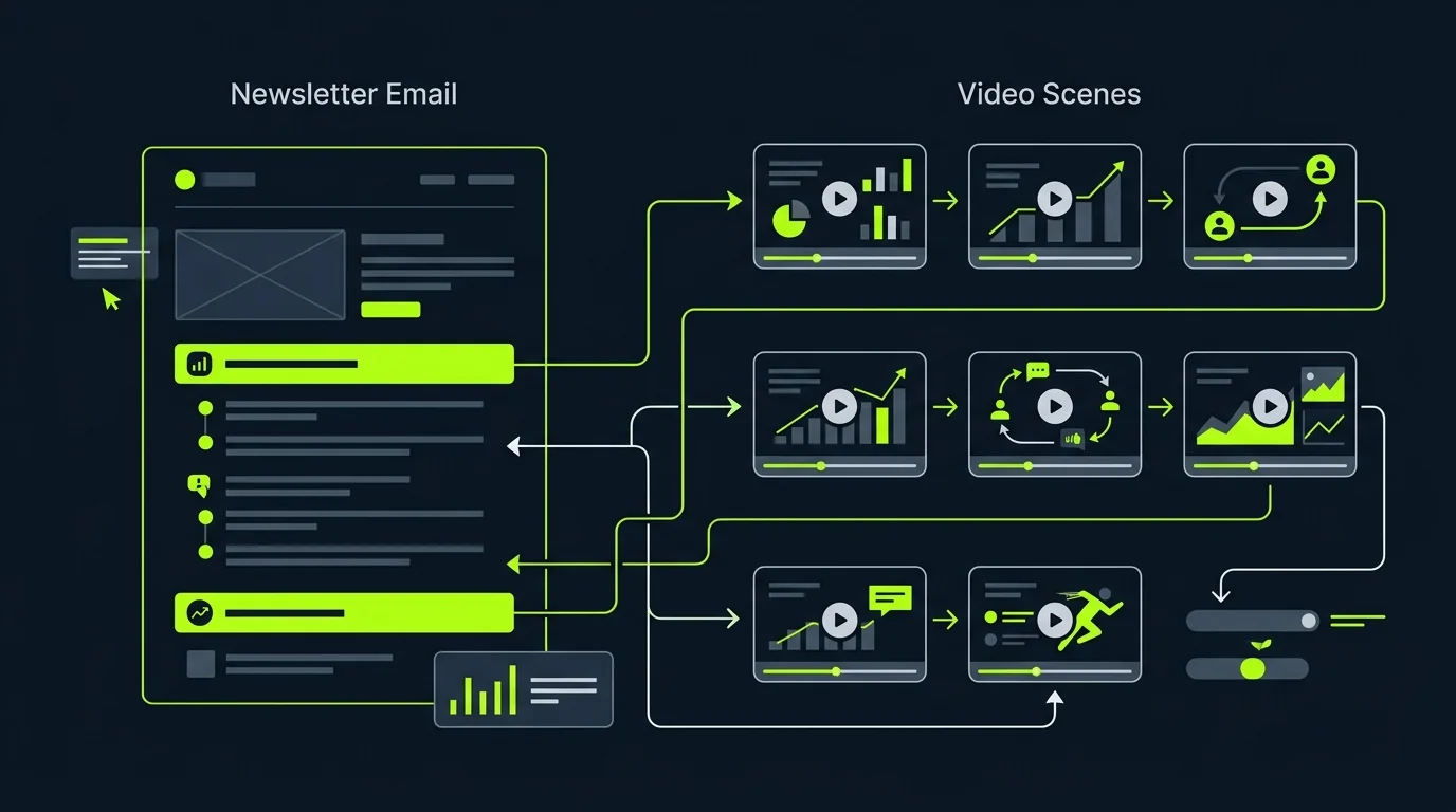 Newsletter-Ausgabe wird in eine ansprechende Video-Zusammenfassung umgewandelt