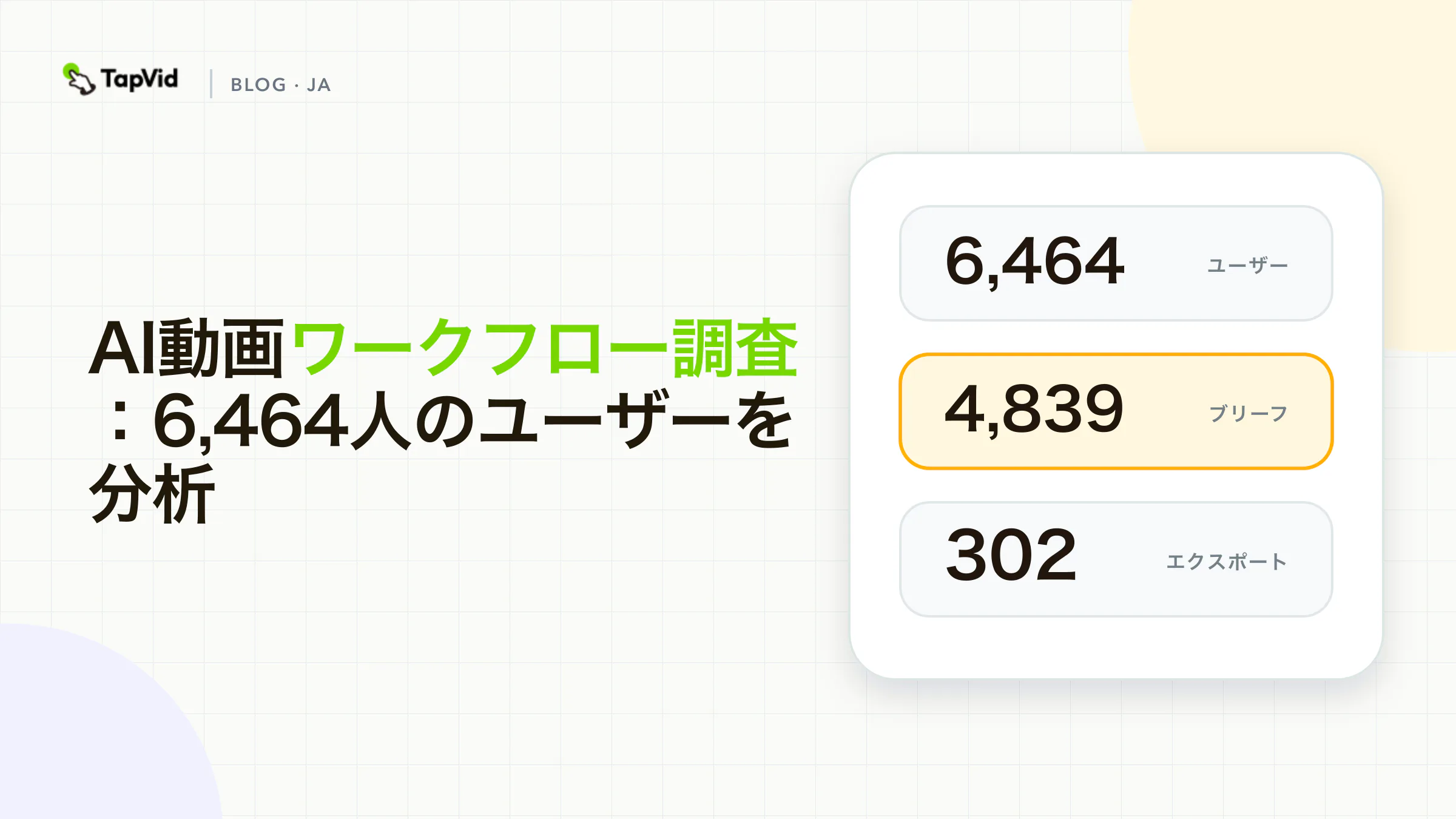 照合できた6,464人のTapVidユーザーに基づくAI動画ワークフロー・ベンチマーク
