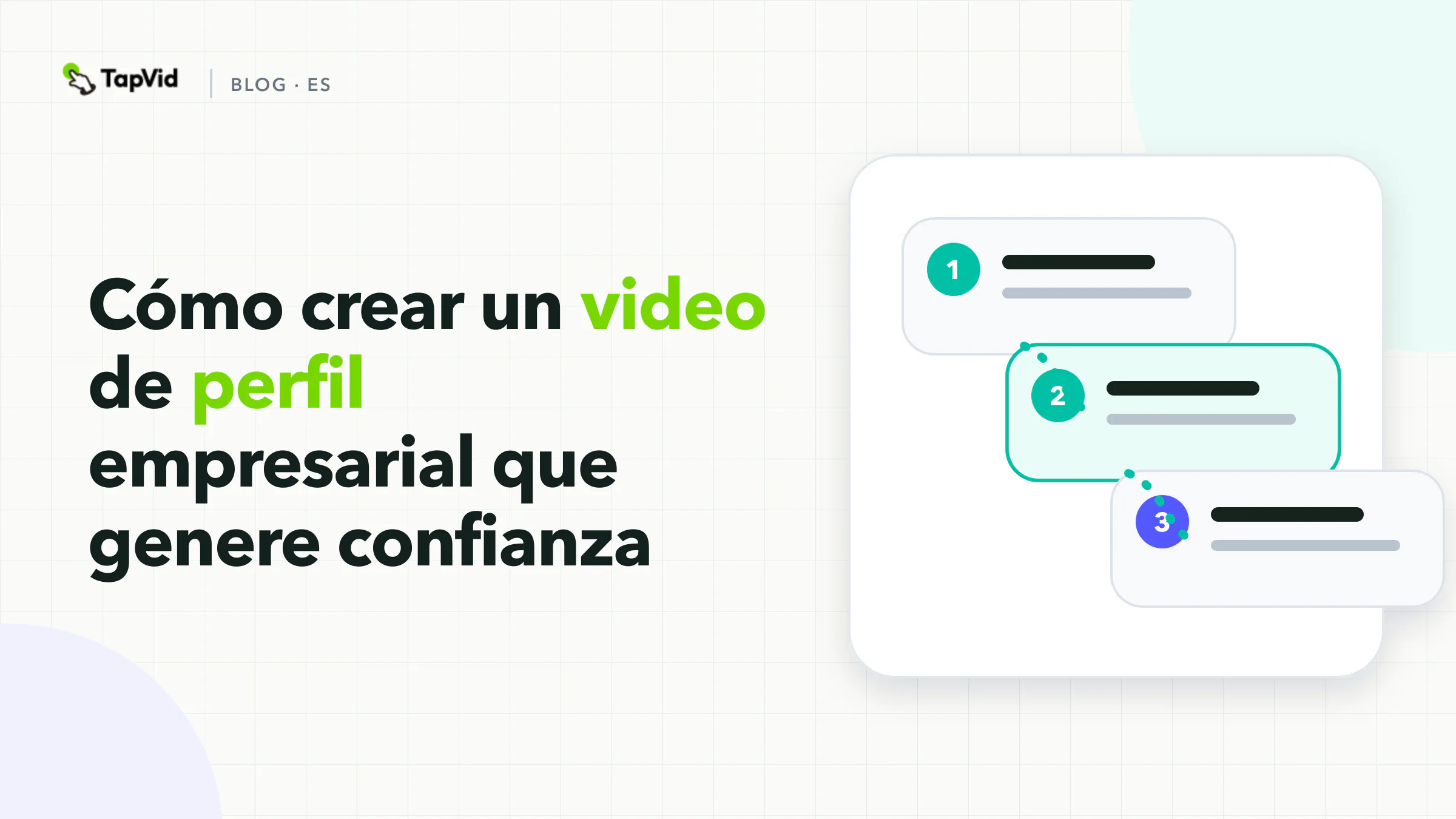 Guía de video de perfil empresarial con función, prueba y acción