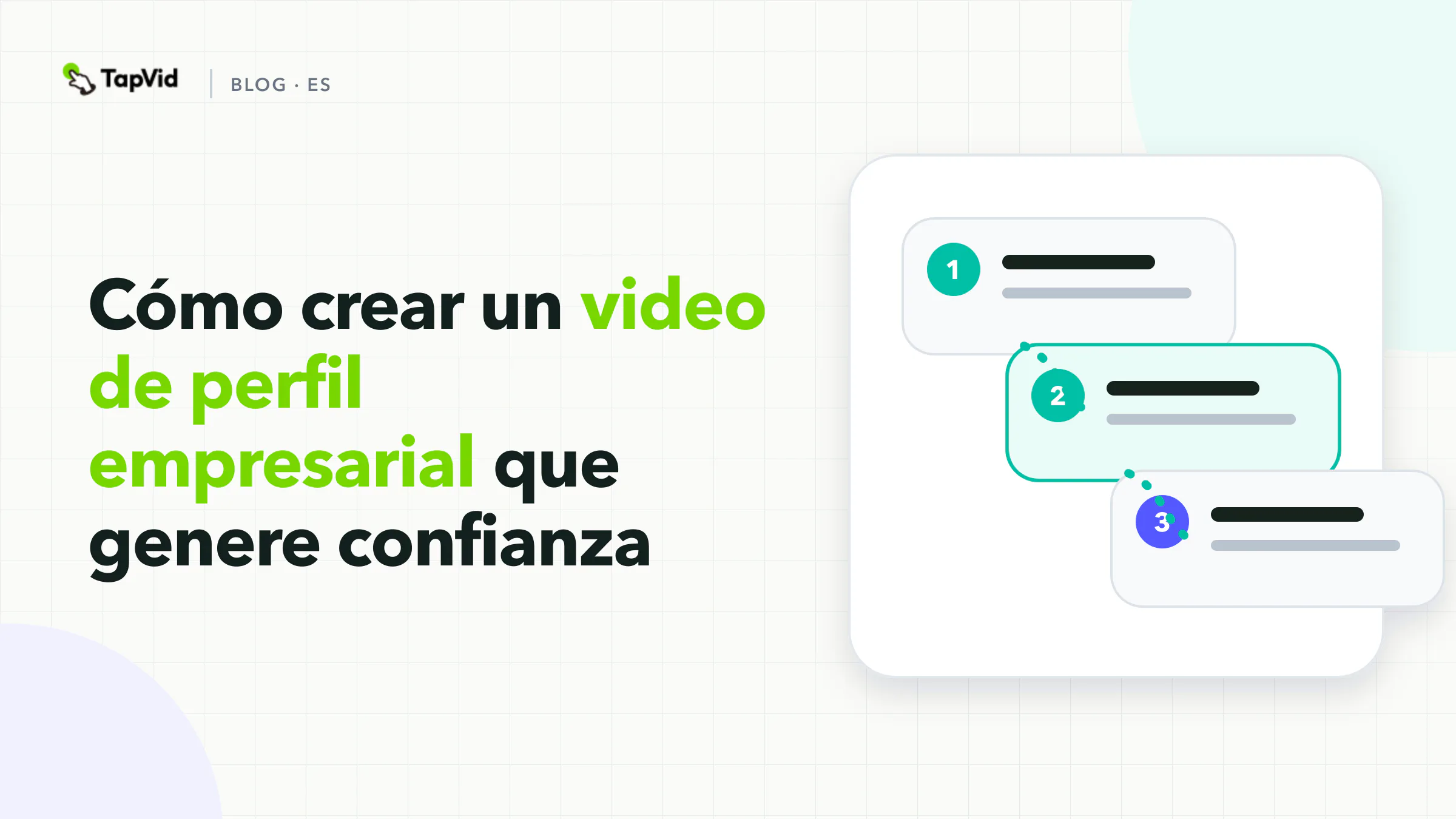 Guía de video de perfil empresarial con función, prueba y acción