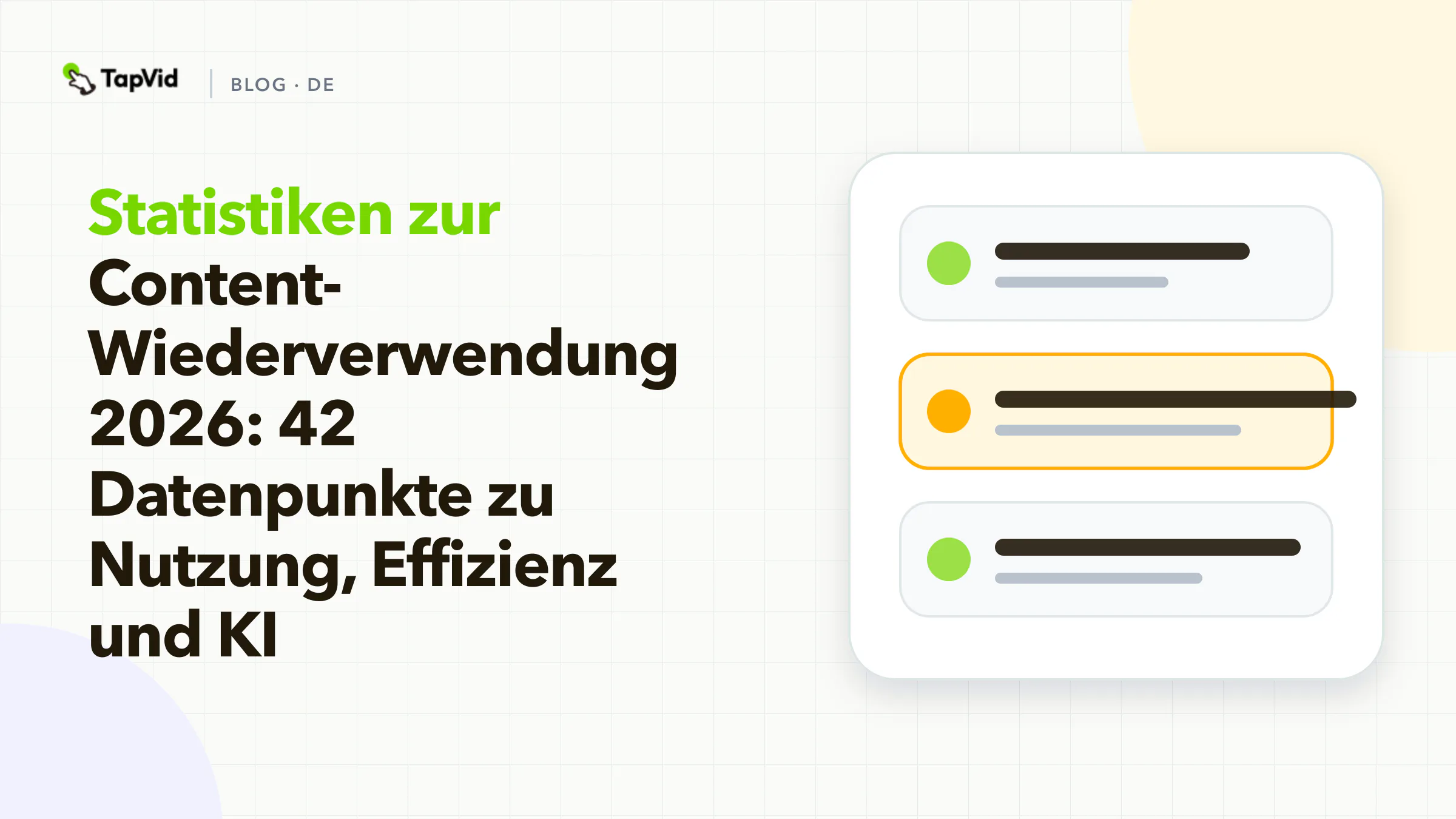 Content-Repurposing-Statistiken 2026: 42 Datenpunkte. Evidenzbasierte TapVid-Datenvisualisierung.