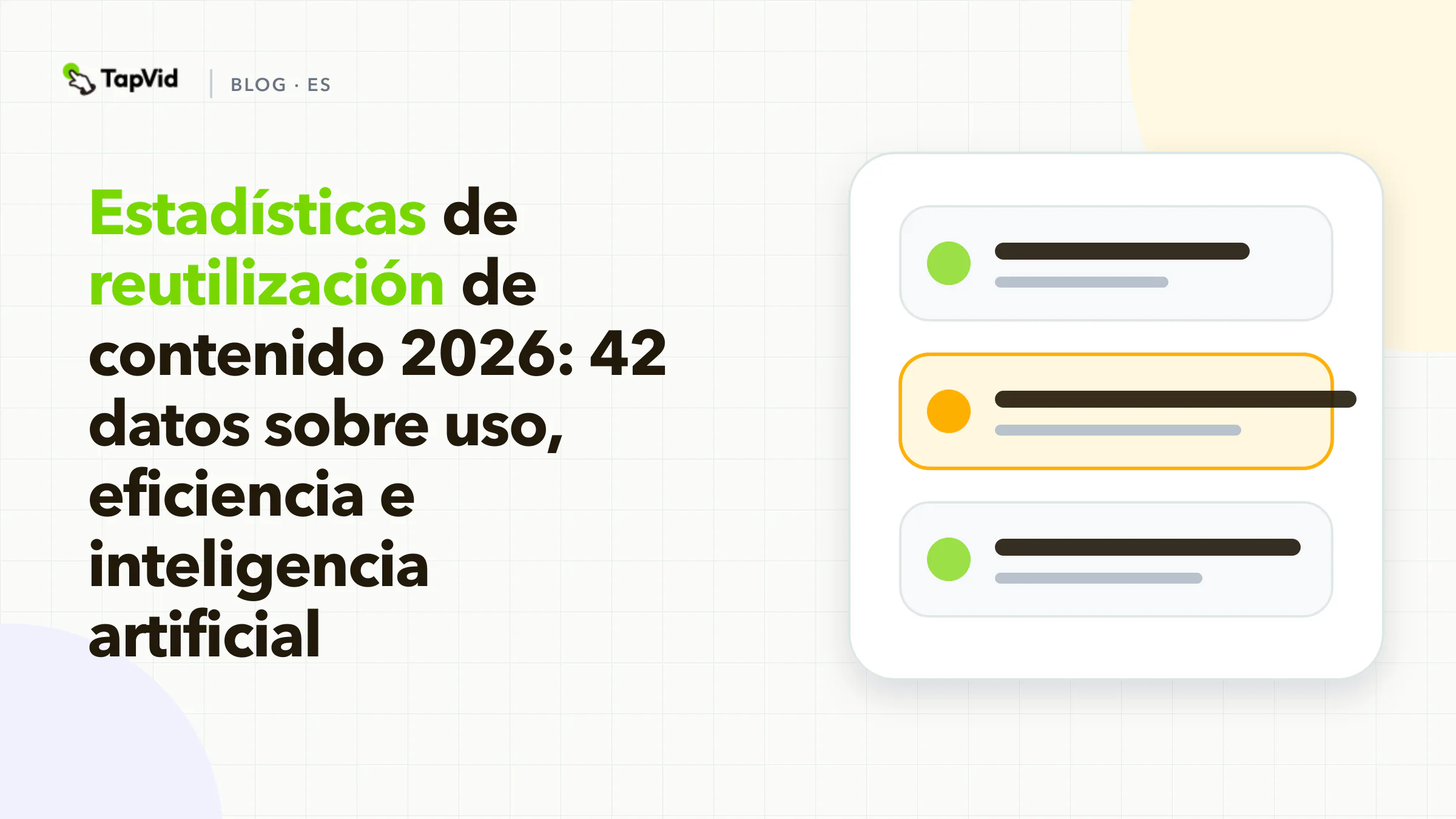 Estadísticas de reutilización 2026: 42 datos. Portada de visualización de datos basada en evidencia de TapVid.