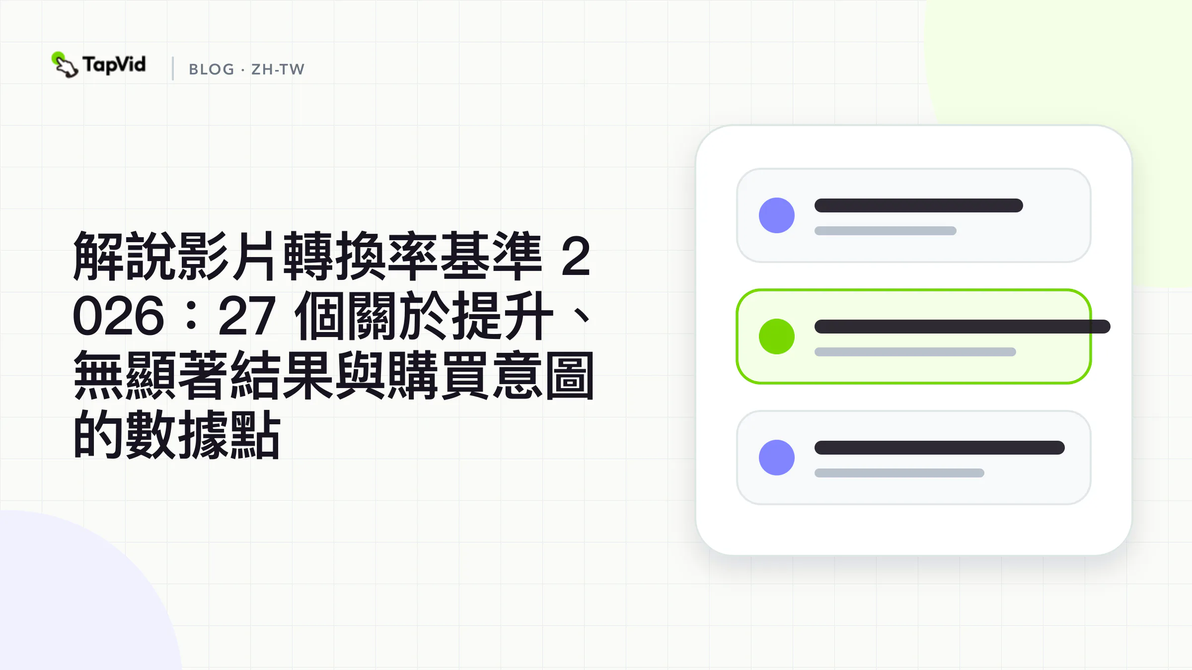解說影片轉換率基準 2026. TapVid 證據導向的資料視覺化封面。