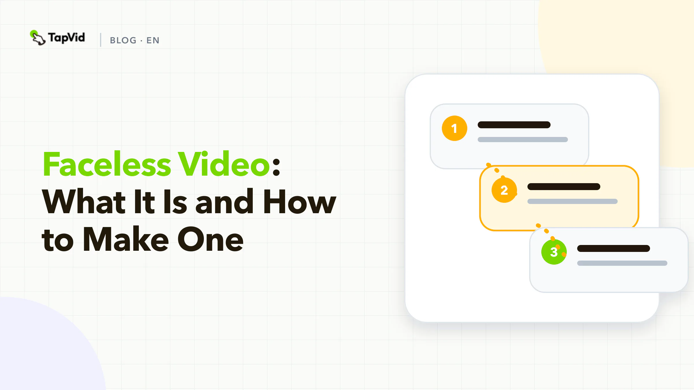 Faceless video guide built around narration, source material, motion graphics, and scene-level editing