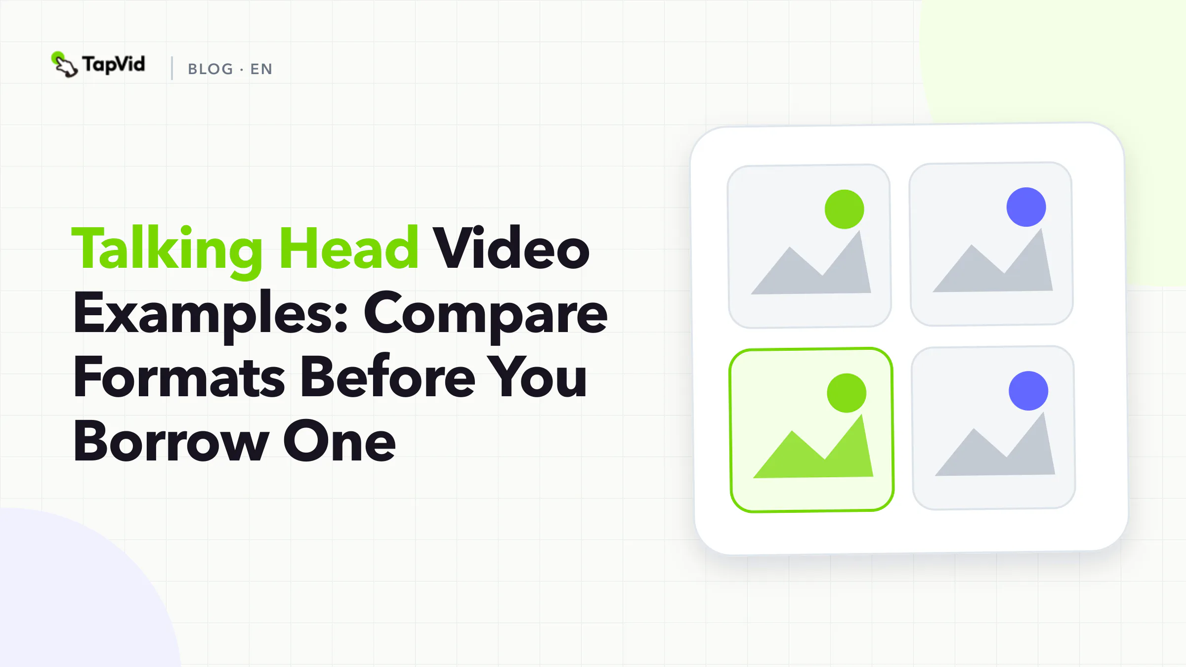 Three-step cover showing name the job, score the talking-head format, then borrow one rule.