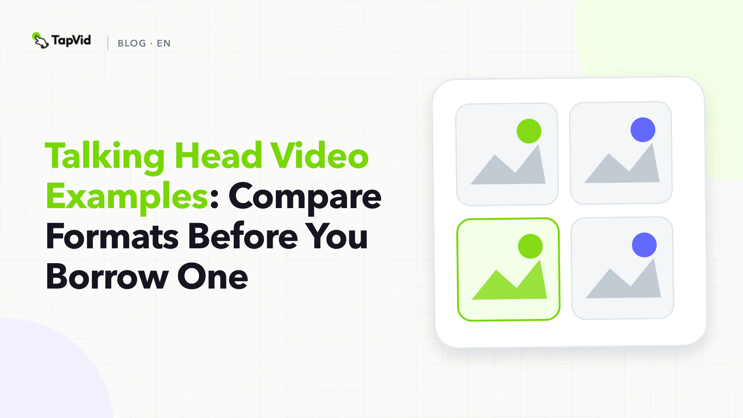 Three-step cover showing name the job, score the talking-head format, then borrow one rule.