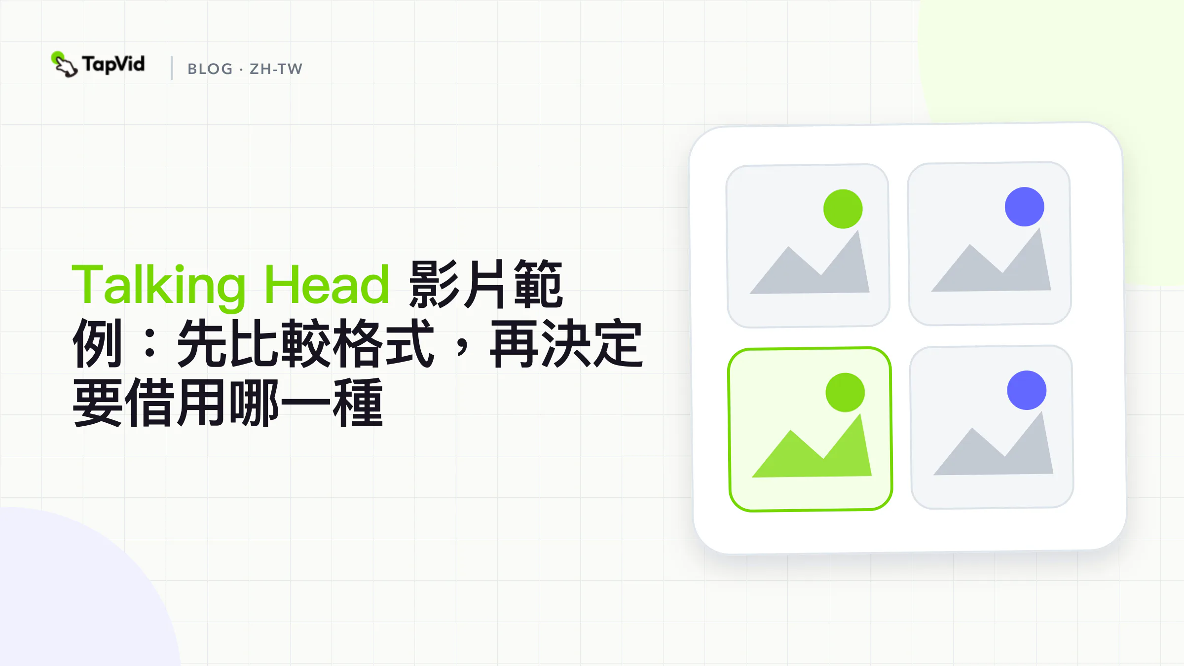 三步封面:點名任務,替 talking-head 格式打分,再借用一條規則。