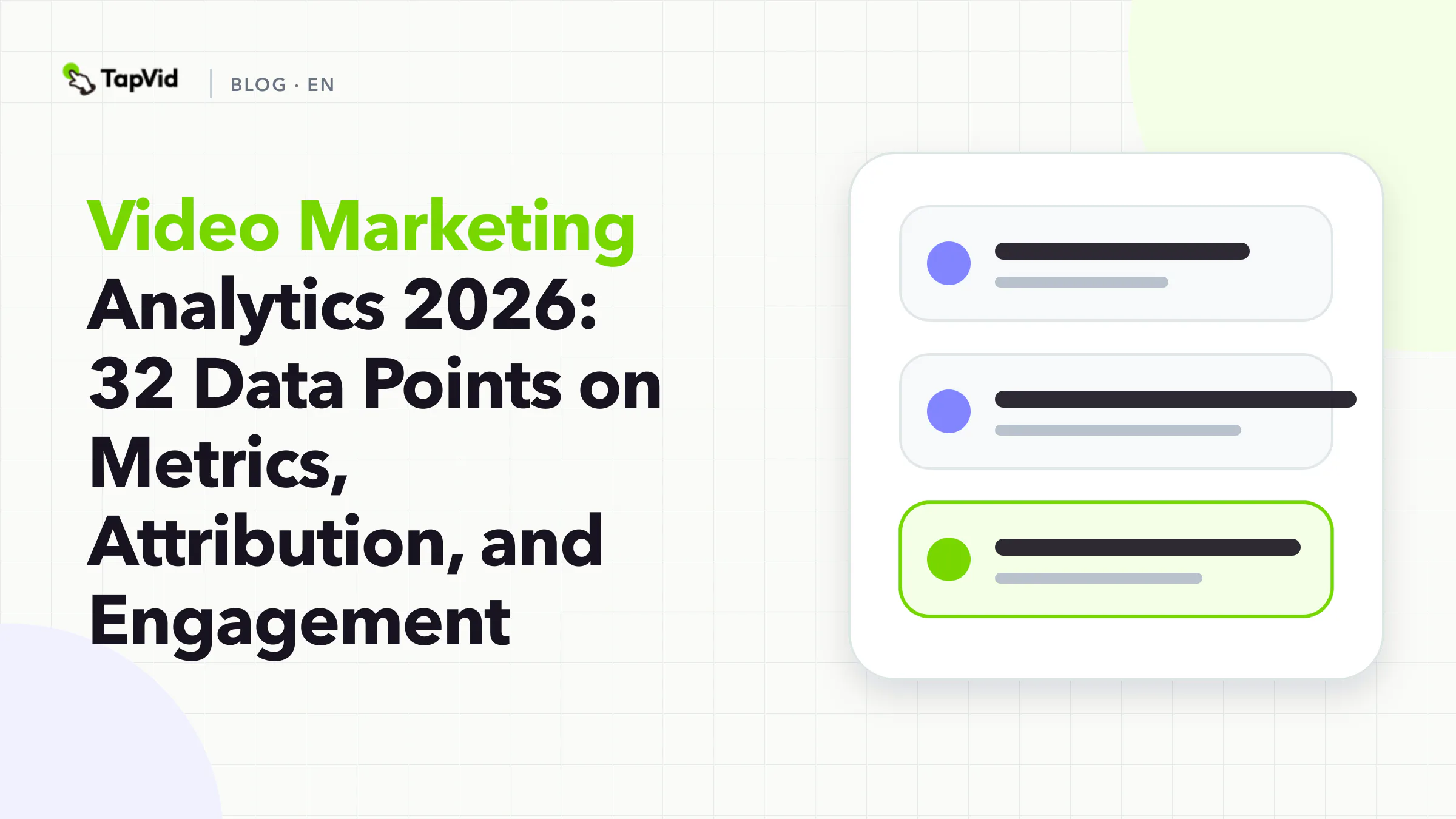 Four video marketing analytics evidence cards showing 67% survey views, 44% marketing mix modeling, about 16% CTA clicks, and about 80% short-video engagement