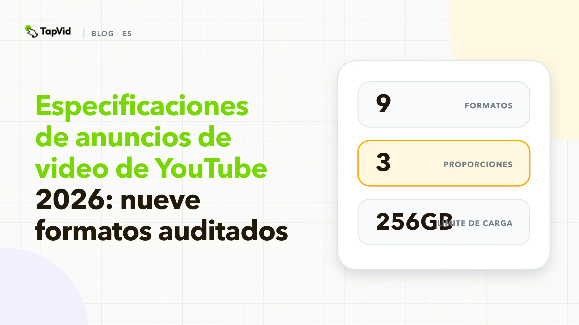 Especificaciones de anuncios de vídeo de YouTube 2026: nueve formatos y reglas de activos Portada de investigación auditada