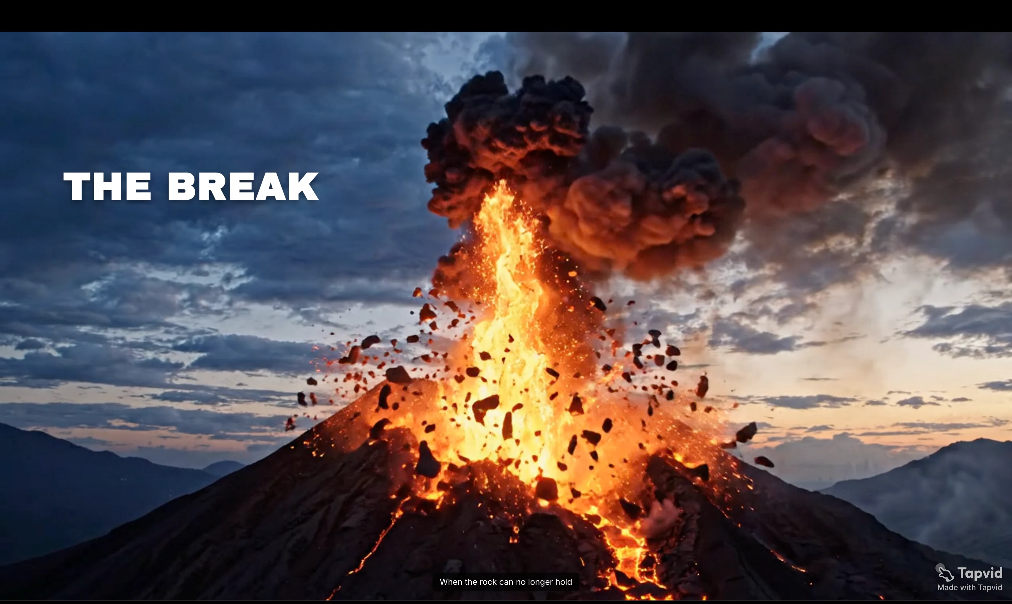 Another volcano eruption scene generated by TapVid, with smoke and ash