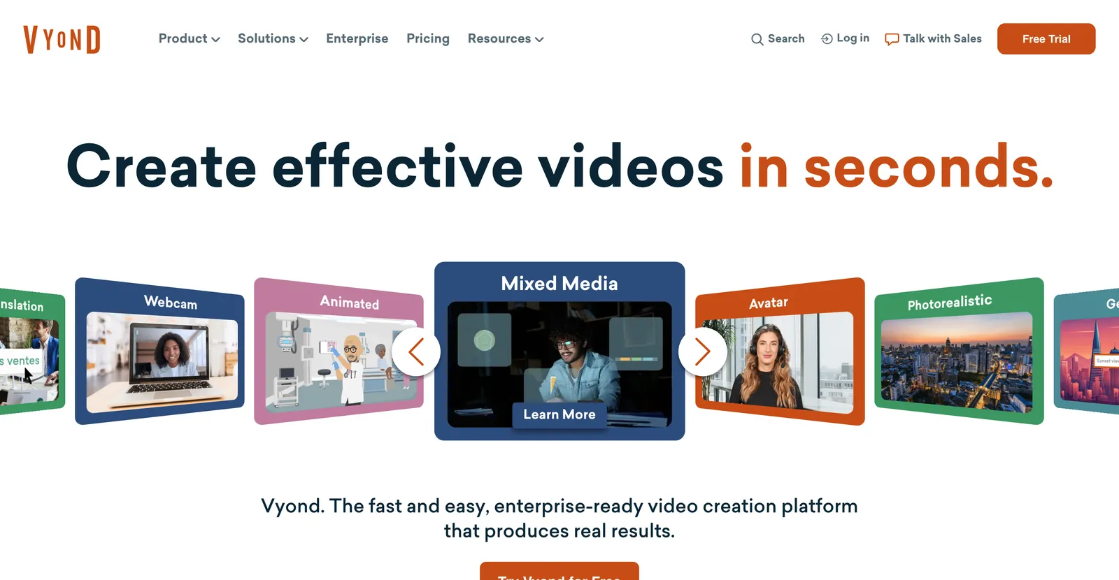 The Vyond homepage