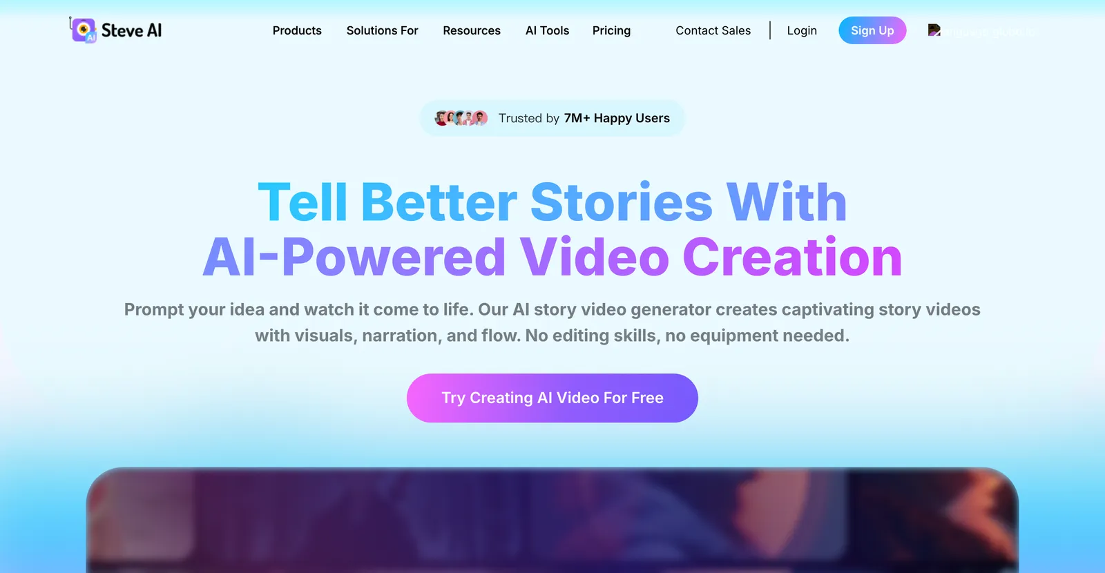 The Steve.ai homepage