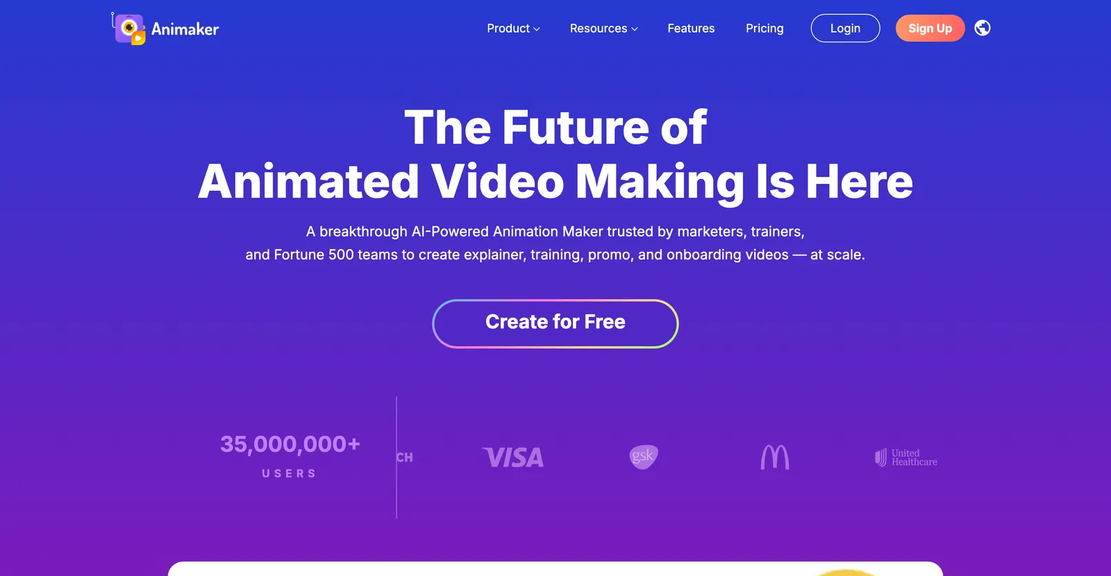 The Animaker homepage