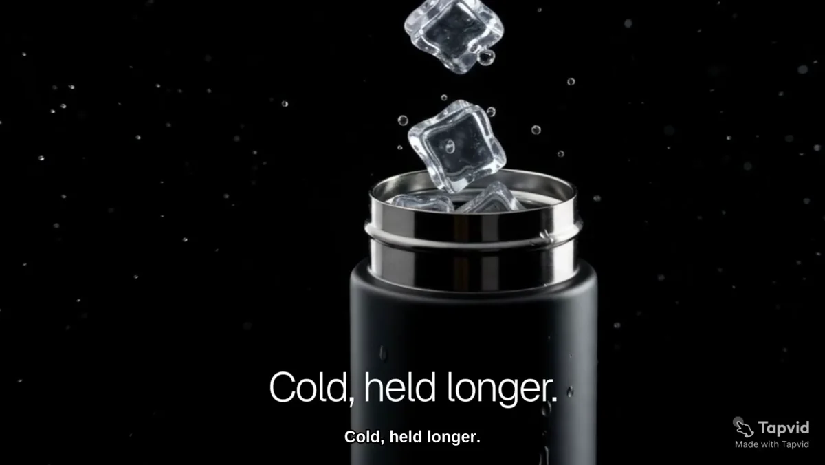 Inspected frame from the TapVid bottle launch showing ice entering the supplied product
