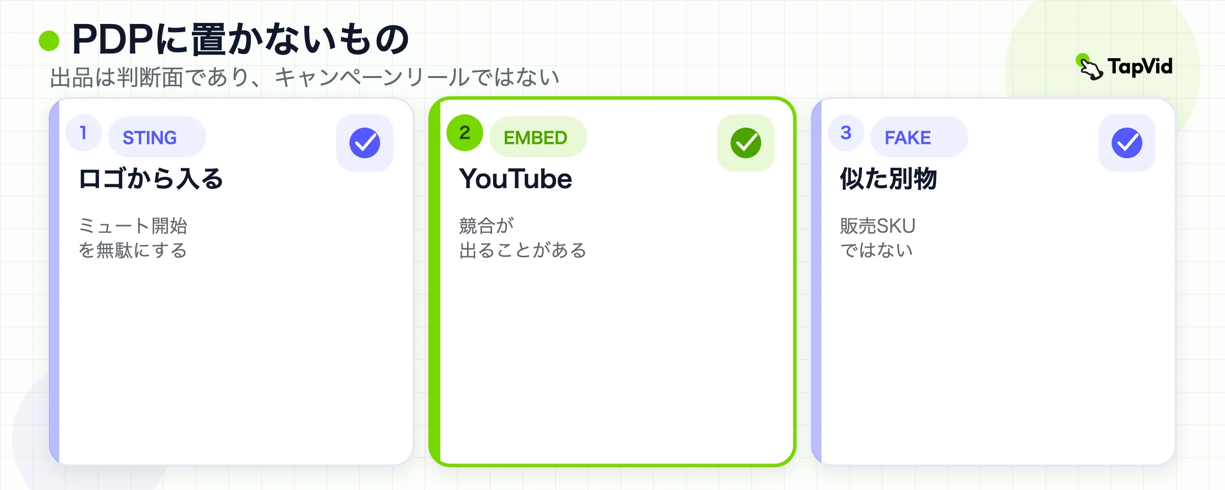 ロゴスティング、YouTube埋め込み、偽の商品、焼き付いた価格の並列拒否カード。