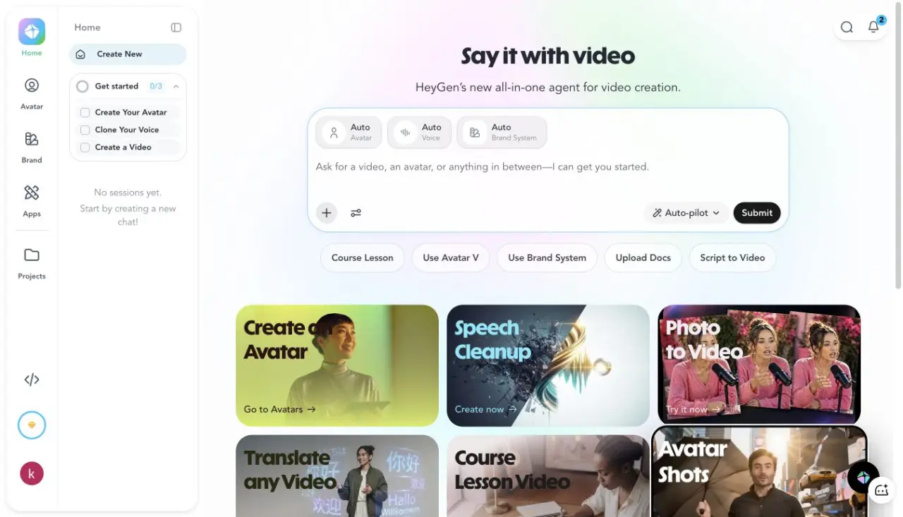 HeyGen free workspace after Google sign-in