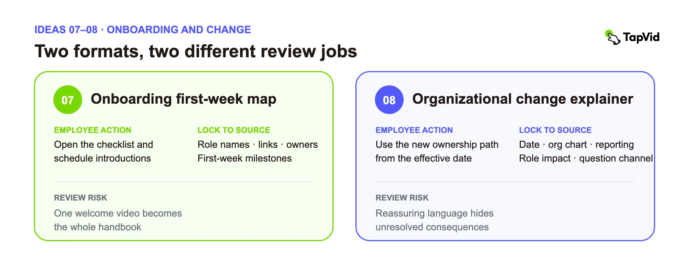 Onboarding and organizational change: action, locked source, and review risk