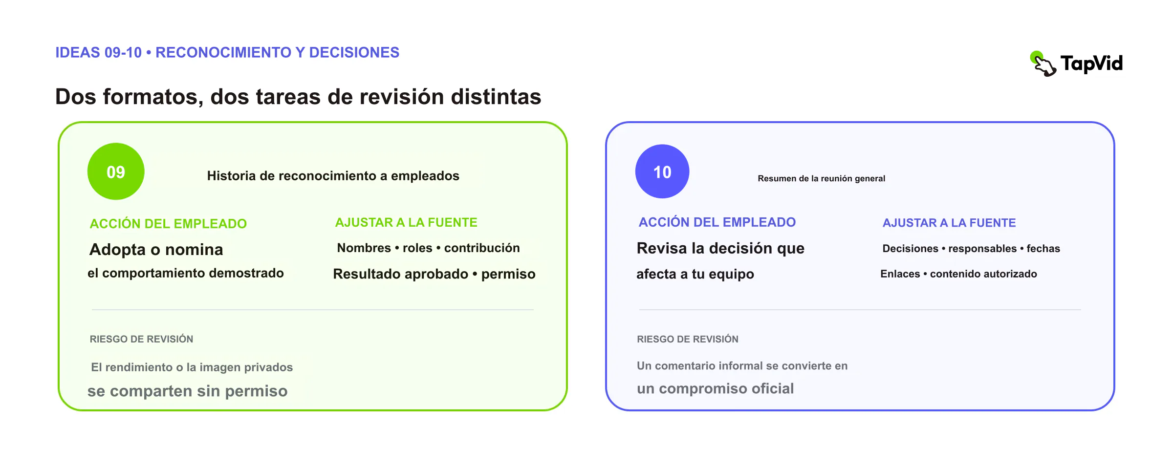 Reconocimiento y resumen de reunión general: acción, fuente bloqueada y riesgo de revisión