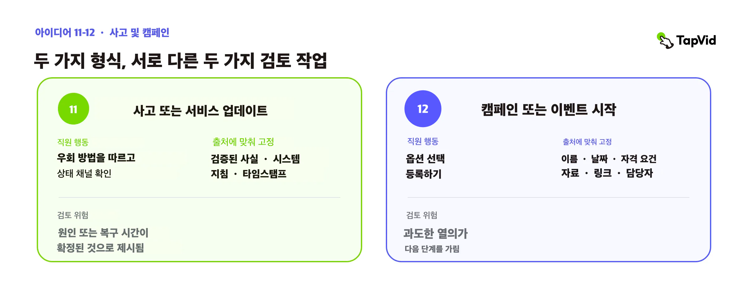 사고 업데이트와 행사 시작: 행동, 잠긴 출처, 검토 위험