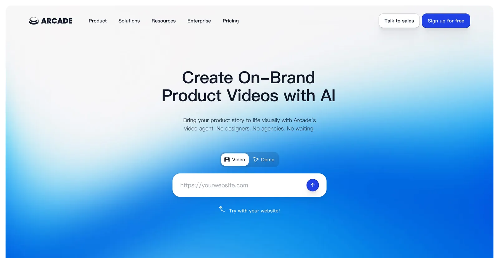 The Arcade homepage