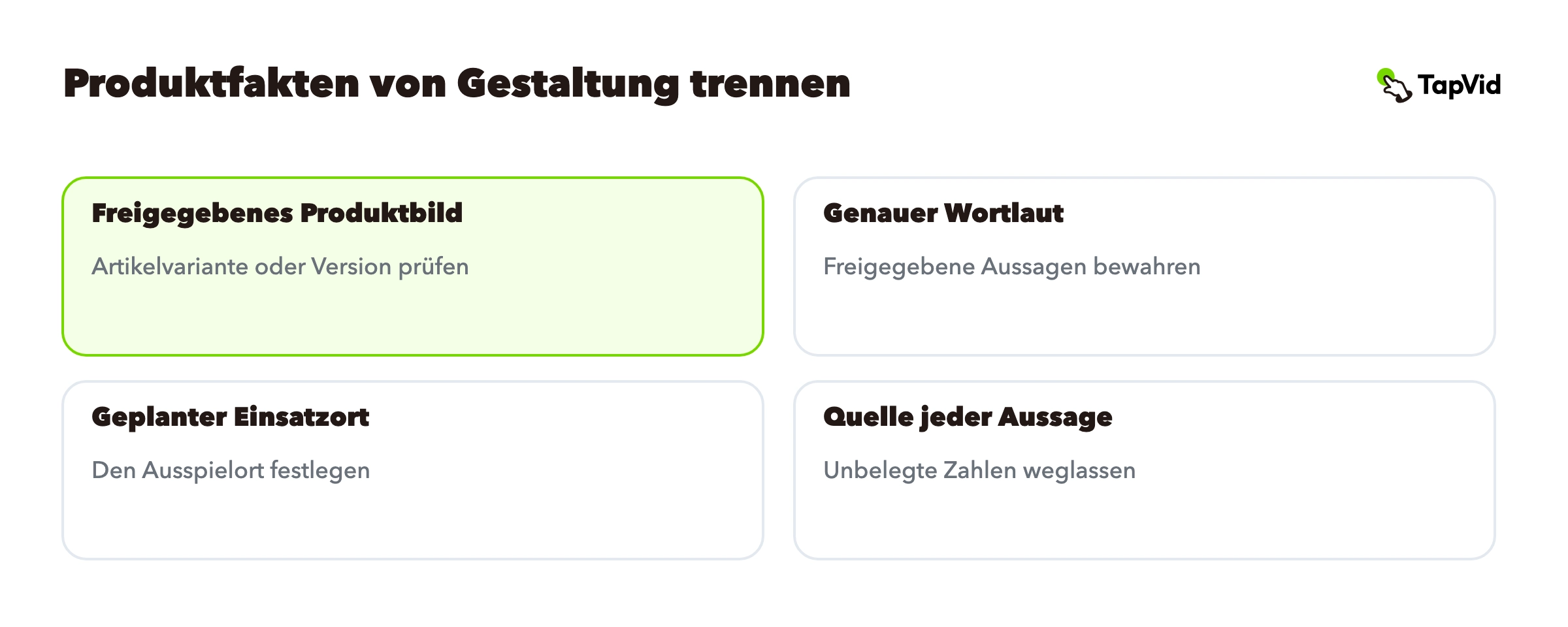 Produktfakten von Gestaltung trennen
