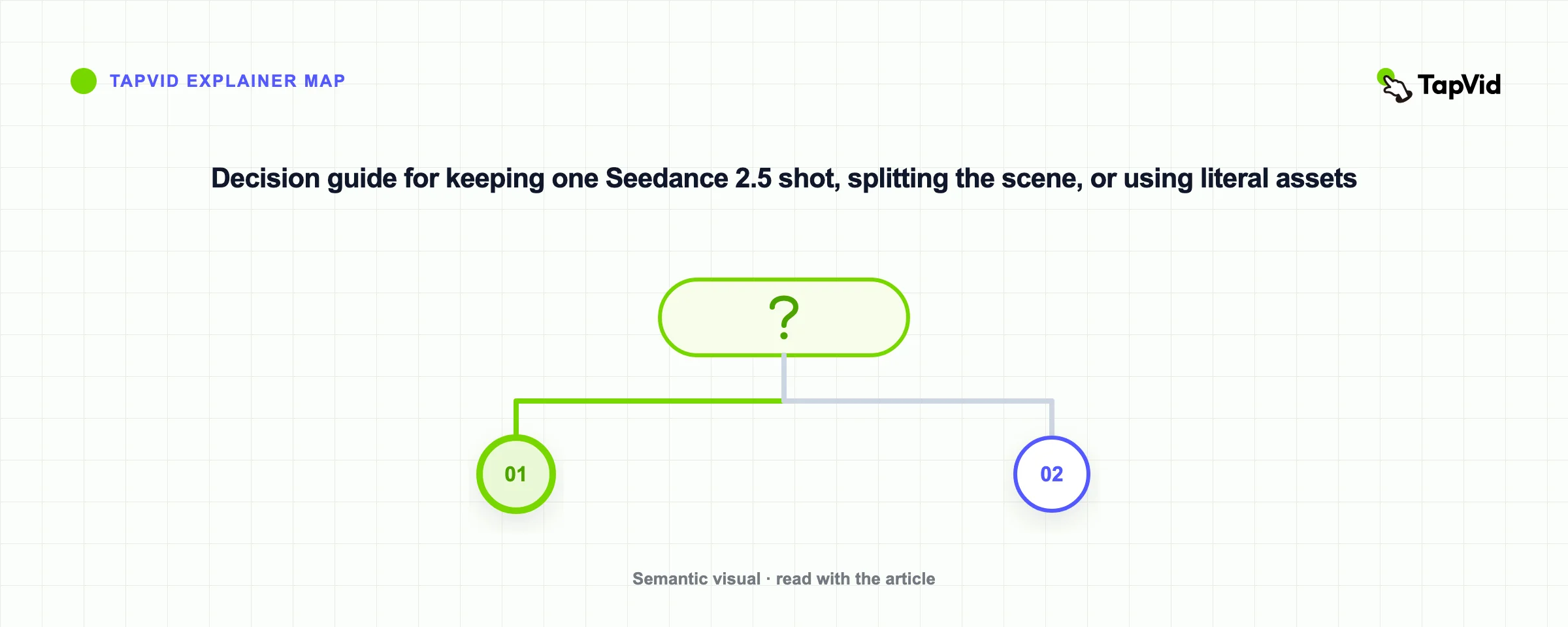 Decision guide for keeping one Seedance 2.5 shot, splitting the scene, or using literal assets