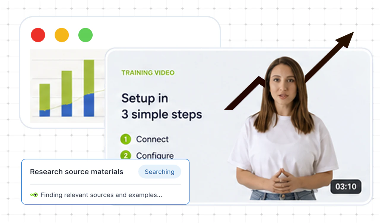 Reviewable supporting-source panel for a talking-head video